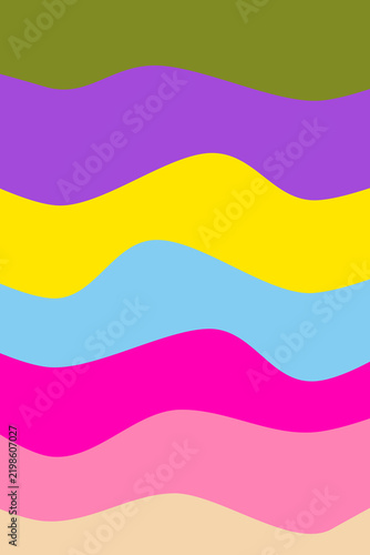 Colorful Wavy Groovy Background Abstract Retro Rainbow Waves Pattern