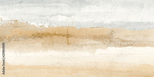 Coastal Hues An abstract watercolor captures the serene essence of a coastline, with soft washes of sand, sea, and sky blending harmoniously, evoking a sense of tranquil contemplation.