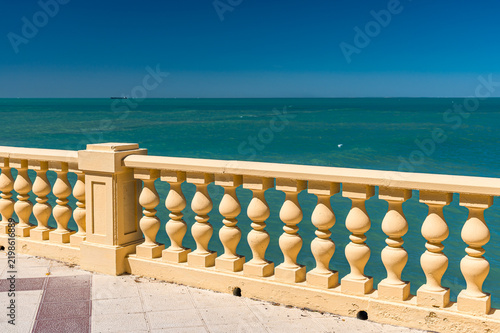 Sea view from promenade in Chipiona, Spain