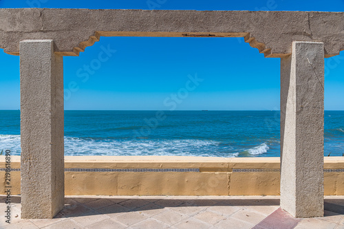 Sea view from promenade in Chipiona, Spain