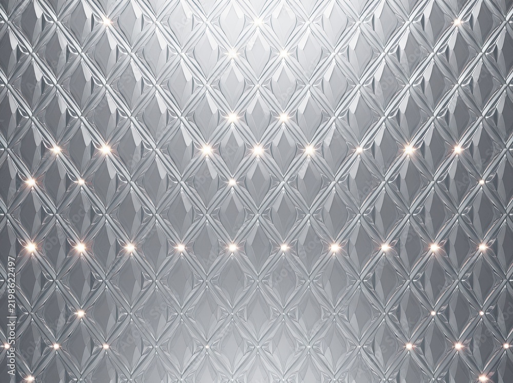 Fototapeta premium Silver metallic quilted pattern sparkling surface
