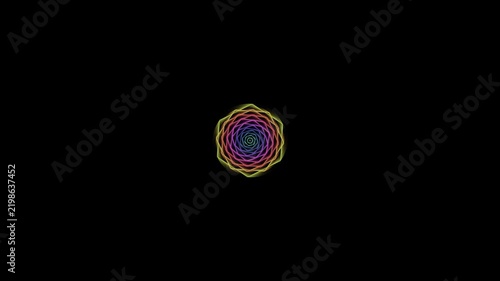Abstract Neon Spiral Animation with Pulsing Colorful Concentric Geometric Rings.
