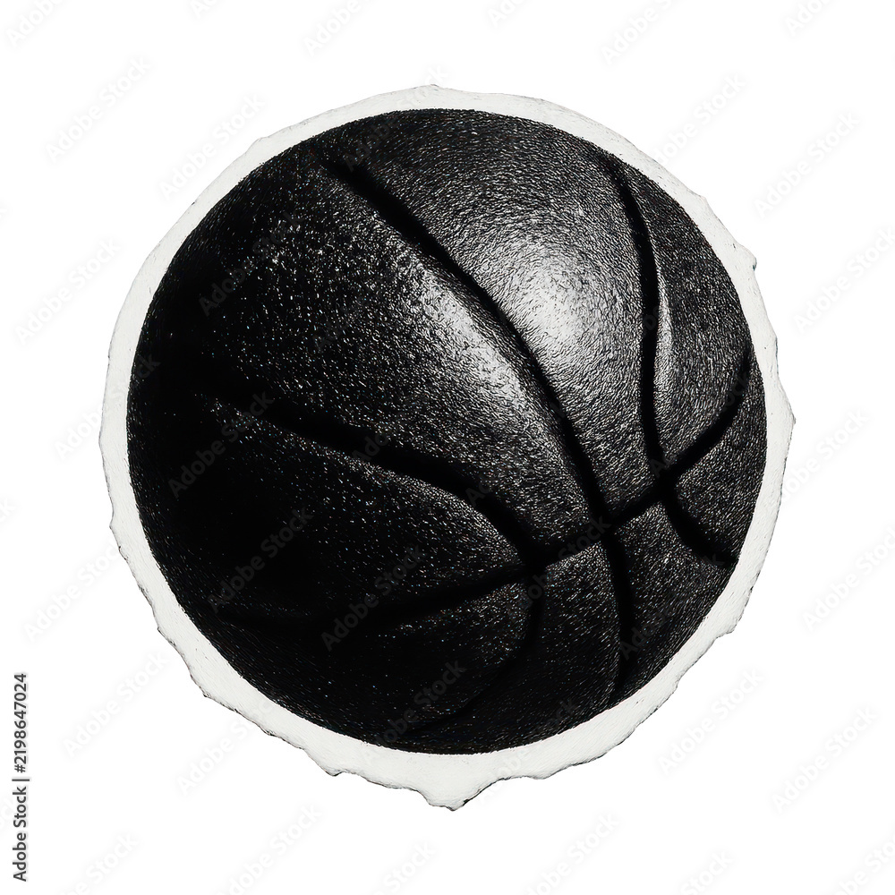 Fototapeta premium PNG Textured black basketball illustration.