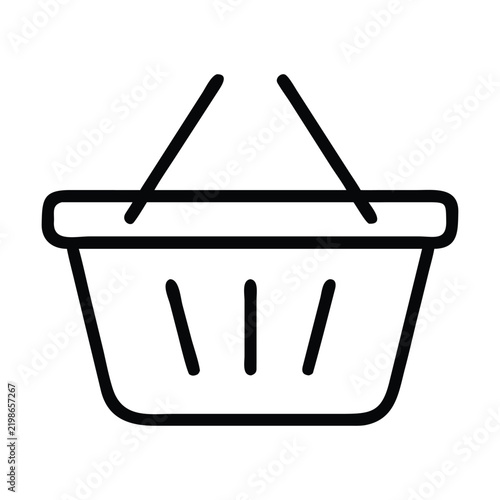 Shopping basket outline icon illustration, concept for retail and grocery purchases.