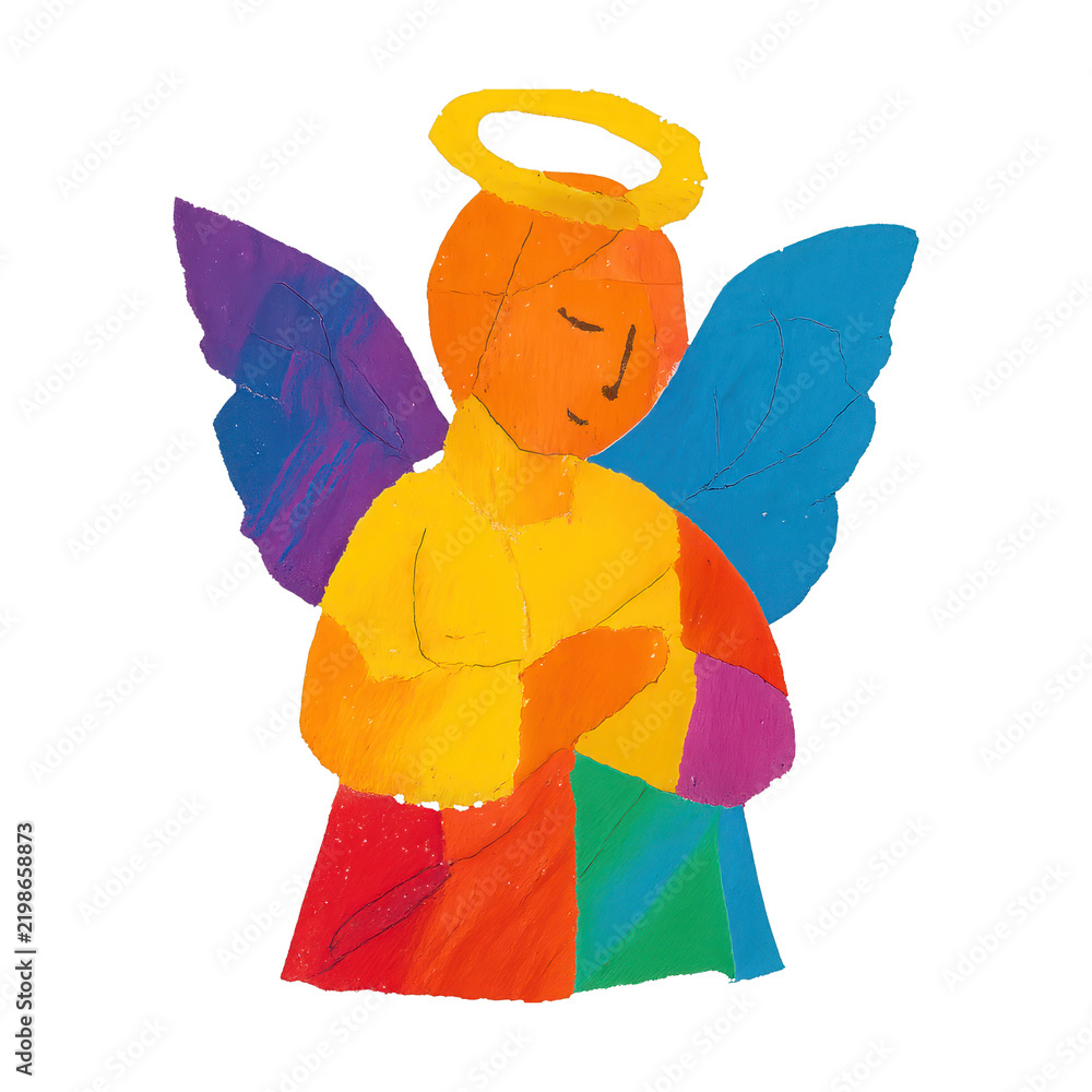 Fototapeta premium PNG Colorful angel with halo illustration.