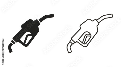 Fuel pump nozzle black and white vector illustration