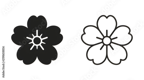 Simple black and white cherry blossom icon