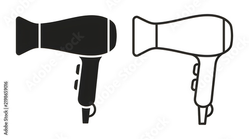 Black hair dryer icon and illustration