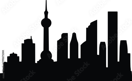 Photography Shanghai China Skyline Oriental Pearl Tower Lujiazui City Architecture Solid Sil