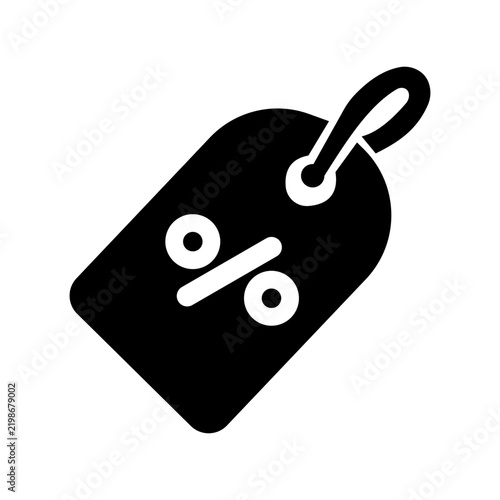 Minimalist Black Sales Discount Price Tag Icon Featuring Percentage Symbol for Retail Marketing and E-commerce Business Applications