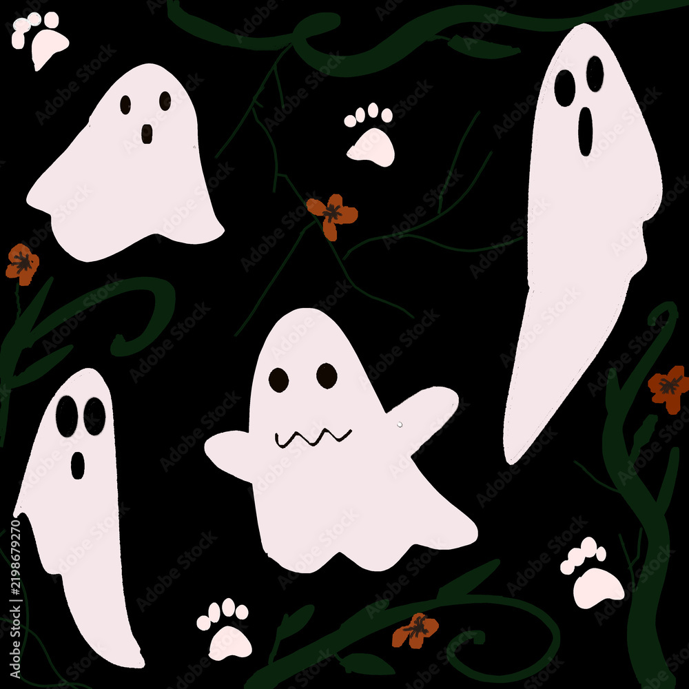 Fototapeta premium halloween seamless pattern with ghosts