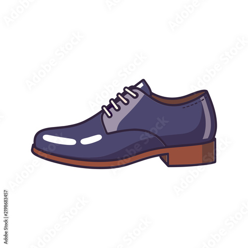 sketchy illustration of a formal purple derby shoe with brown sole details. This vibrant graphic highlights classic mens style for sophisticated footwear retail marketing.