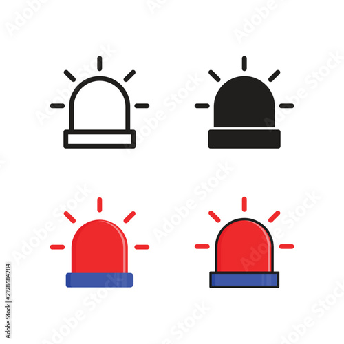 Flat Emergency Siren Icon Set for Security App Dashboard