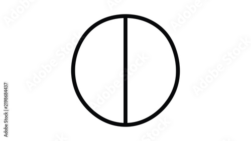 Foto Simple Black Circle Divided in Half by a Vertical Line Vector Graphic