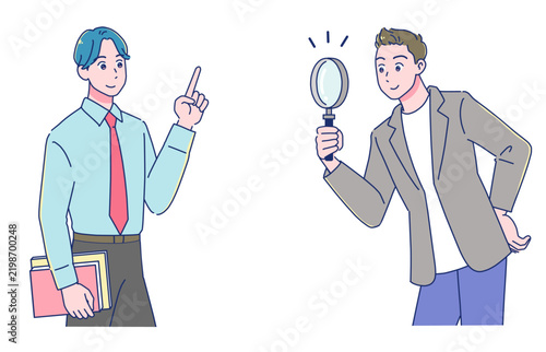 若い男性会社員　説明と発見