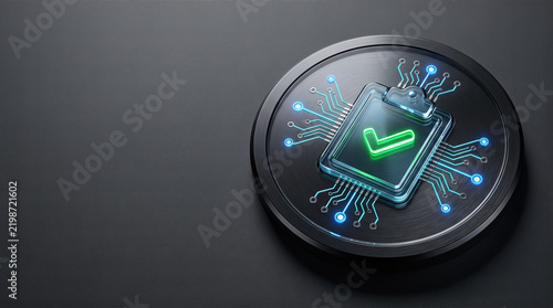 Obraz na płótnie Digital shield cloud standard max h cyber security technology glowing button confident safety data network system check symbol secure web computer