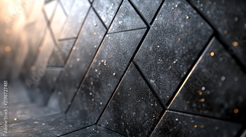 Abstract geometric tiles, dark gray, metallic