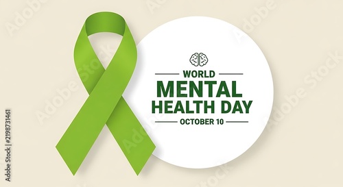 World mental health day awareness ribbon and logo