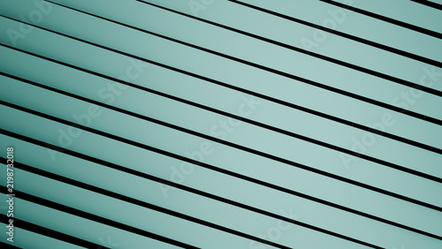 Abstract background of horizontal light green slats with diagonal shadows
