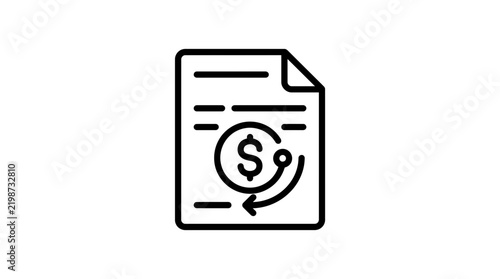 Invoice or Bill Icon with Dollar Sign and Arrows on Transparent Background