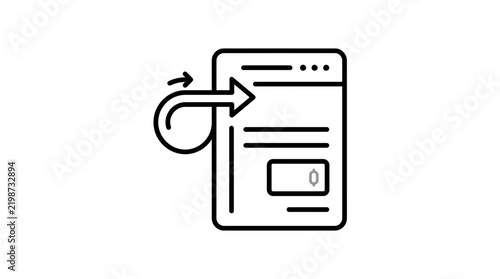 Web page with loop arrow icon, isolated on transparent background