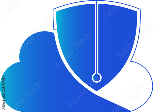 Cloud Shield Logo, Cloud Security and Data Protection Technology Icon
