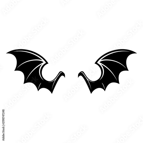 Black Gothic Wing Silhouettes clipart for Spooky Design
