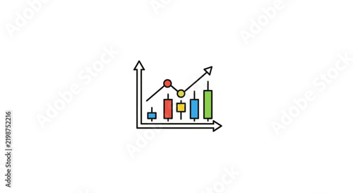 Colorful business graph with arrows.
