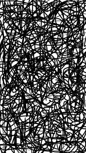 Cuadro en lienzo Chaotic black ink scribble texture and abstract pattern design