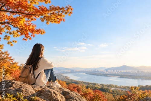 woman in autumn forest