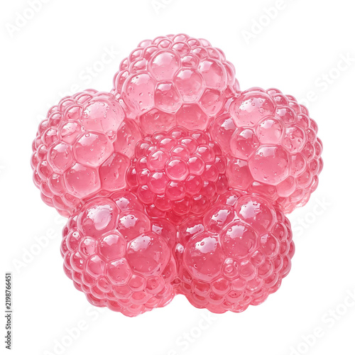 Pink gelatinous raspberry cluster sweet jelly candy for playful design projects.