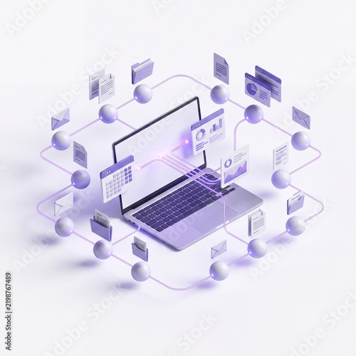Laptop computer processing big data in a digital network system