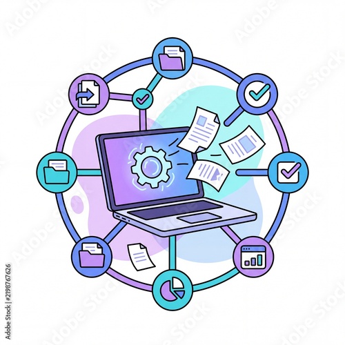 Laptop processing digital documents and file management system