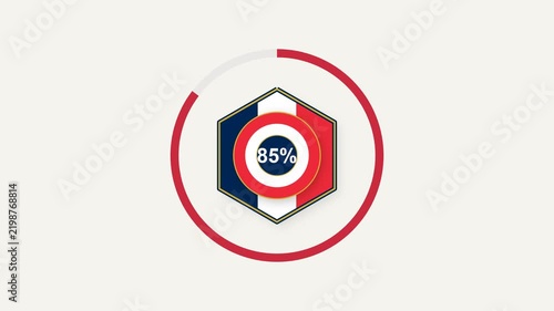 Premium France themed loading animation featuring L'Hexagone, vertical tricolor stripes, and a classic French cocarde progressively forming. The clean geometric design uses authentic navy blue, white,