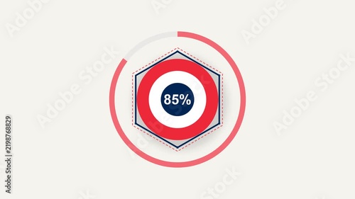 France themed loading animation featuring a patriotic tricolor cockade and l'hexagone progressively forming from 0 to 100 percent. The clean geometric design uses blue white and red colors with a smoo
