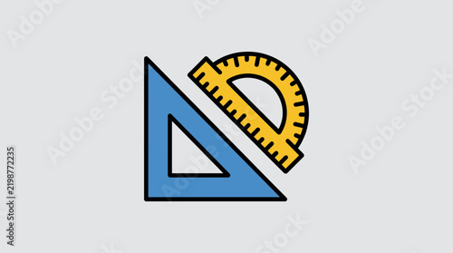 фотографія Set Square And Protractor Vector Illustration