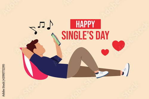 Single's day concept. Colored flat graphic vector illustration isolated