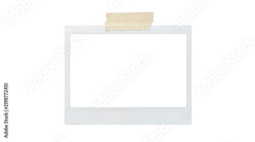 Blank instant photo frame with masking tape isolated on transparent background