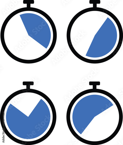 Stopwatch clock with different time segments vector
