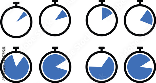 Stopwatch clock with different time segments vector

