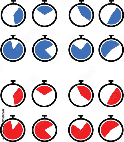 Stopwatch clock with different time segments vector