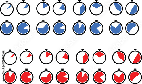 Stopwatch clock with different time segments vector