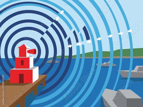 Foto Foghorn Sound Wave Echoing Across Harbor