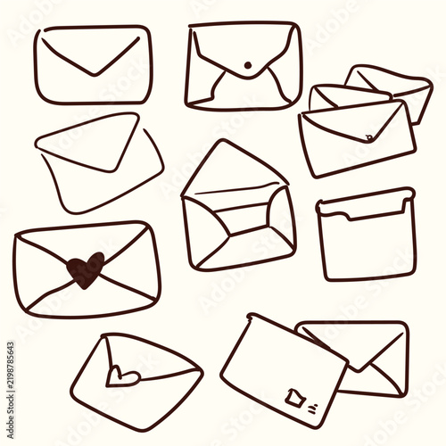 Hand Drawn Envelope Set for Wedding Invitations Stationery and Greeting Cards