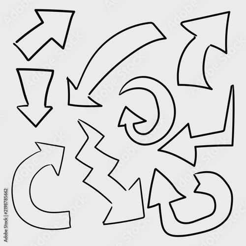 Hand Drawn Arrow Set for Directional Wayfinding Signs and Navigation