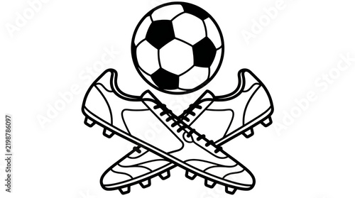 Soccer ball and crossed football cleats icon illustration illustration