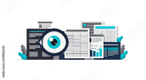 Data Analysis and Auditing Flat Vector Illustration