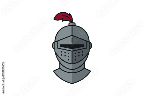 Quadro su tela Medieval Knight Helmet Vector Illustration