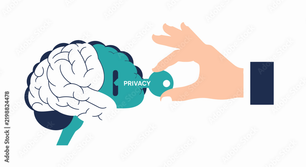Obraz premium Mental Privacy and Brain Security Concept Vector Illustration