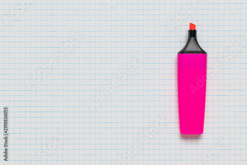 Bright Pink Highlighter on Grid Paper for Creative Office and School Use
